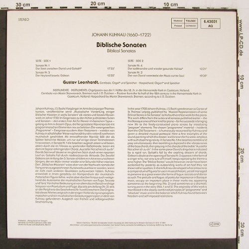 Kuhnau,Johann: Biblische Sonaten 1,2,4,5, Teldec(6.43031 AQ), D, 1984 - LP - K1504 - 9,00 Euro