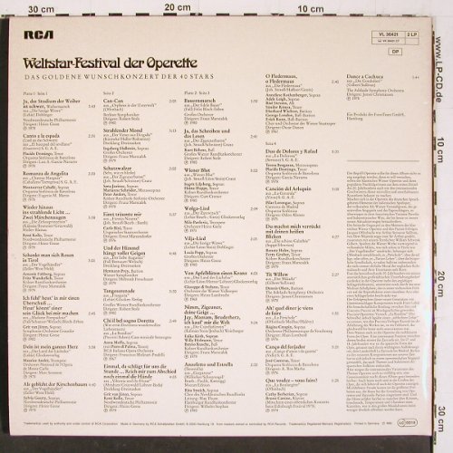 V.A.Weltstars -Festival d.Operette: Das goldene Wunschkonzert d.40Stars, RCA (VL 30421), D, Foc, 1980 Typ: 2LP Best.-Nr.: K1510 Preis: 5,00 Euro.