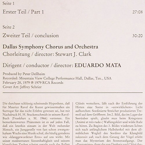 Ravel,Maurice: Daphins et Chloe, complete Ballet, RCA (RL 13458), D, 1979 Typ: LP Best.-Nr.: K1512 Preis: 6,00 Euro.