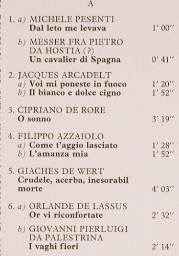 V.A.Italian Madrigals: A Collection of 16-th Century, Hungaroton(SLPX 12546), H, 1984 - LP - K1516 - 7,50 Euro