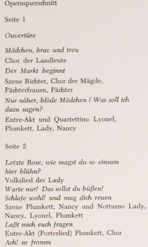 Flotow,Friedrich von: Martha, Eterna (8 20 699), DDR, 1970 Typ: LP Best.-Nr.: K1524 Preis: 7,50 Euro.