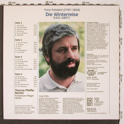 Schubert,Franz: Die Winterreise,Einsamkeit, Foc, Bayer Records (BR 30 010&sol;11), D, 1987 Typ: 2LP Best.-Nr.: K1531 Preis: 12,50 Euro.