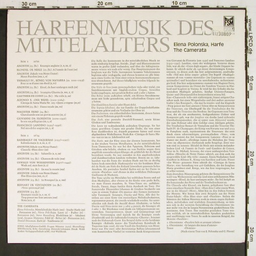 V.A.Harfenmusik des Mittelalters: Elena Polonska,Harfe. The Camerata, FSM (FSM 53 016), D,mint&sol;vg+ Typ: LP Best.-Nr.: K1663 Preis: 12,50 Euro.