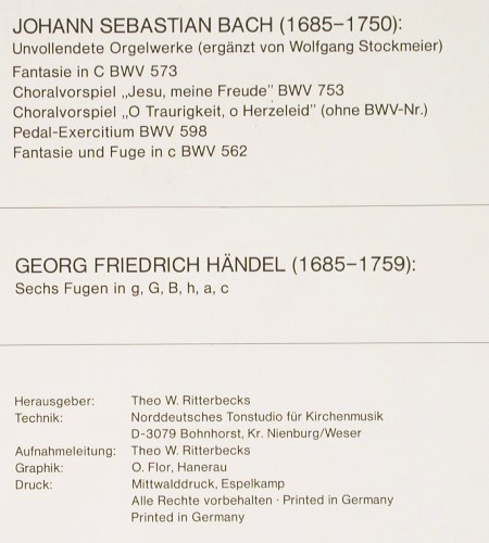 Stockmeier,Wolfgang: Johann Sebastian Bach / Händel, Psallite Orgelportrait(PSAL 120/140672), D, Mono,  - LP - K1675 - 20,00 Euro