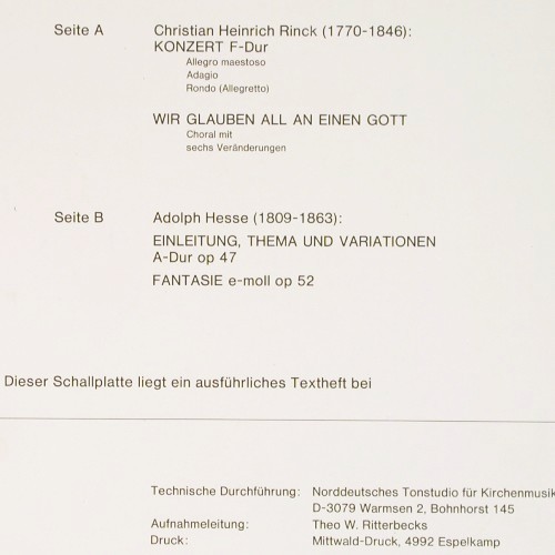 Stockmeier,Wolfgang: Christian H.Rinck, Adolph Hesse, Psallite Orgelportrait(PSAL 172/120675), D,  - LP - K1676 - 20,00 Euro