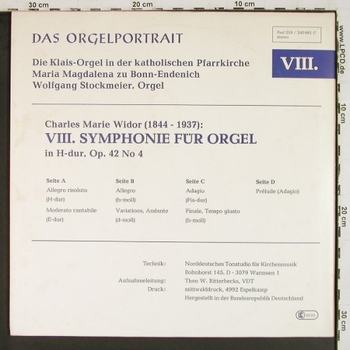 Stockmeier,Wolfgang: Charles-Marie Widor, Foc, Psallite(PSAL 259/240881), D,  - 2LP - K1678 - 20,00 Euro