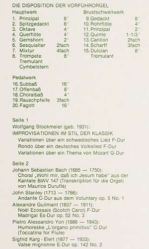 Stockmeier,Wolfgang: spiel Zugabest&uuml;cke,J.S.Bach..S.Karg, Psallite Orgelportrait(PSAL 198/250677), D, m-/m-,  - LP - K1679 - 12,50 Euro