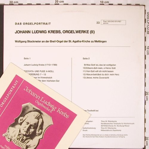 Stockmeier,Wolfgang: Johann Ludwig Krebs, Orgelwerke II, Psallite Orgelportrait(163/240974), D,  - LP - K1685 - 20,00 Euro