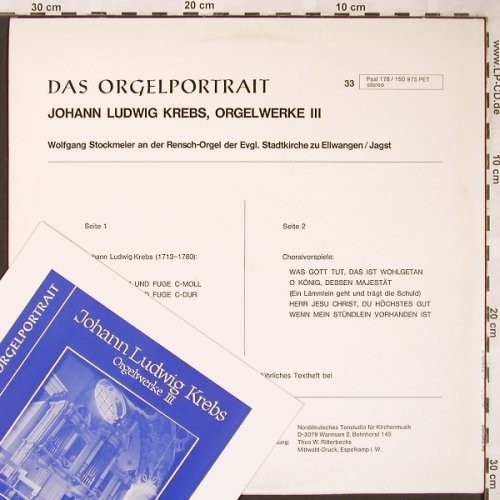Stockmeier,Wolfgang: Johann Ludwig Krebs, Orgelwerke III, Psallite Orgelportrait(178/150975), D,  - LP - K1686 - 20,00 Euro
