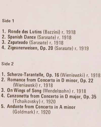 Heifetz,Jascha: Great Virtuosi of the Golden Age, Pearl (GEM 109), UK,vg+&sol;vg+ Typ: LP Best.-Nr.: L4801 Preis: 6,00 Euro.