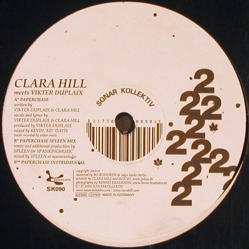 Hill,Clara meets Vikter Duplaix: Paperchase*3, Sonar Kollektiv (SK090), D, 2006 Typ: 12" Best.-Nr.: V3955 Preis: 7,50 Euro