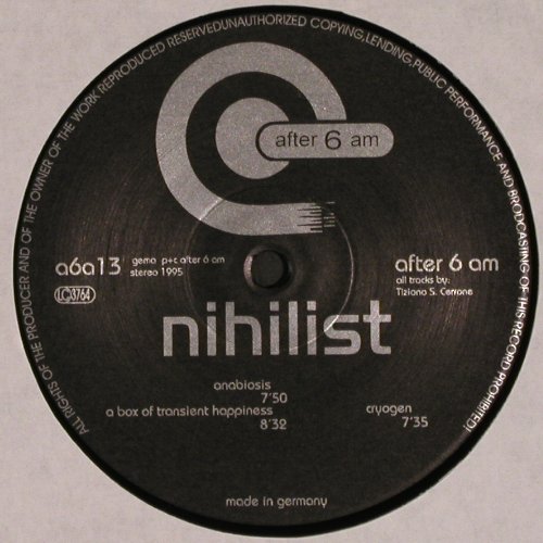 Nihilist: Anabiosis+1,+1sided (cryogen12"), after 6 am(a6a 13), D, LikeNew, 1995 - 12"*2 - V4425 - 9,00 Euro