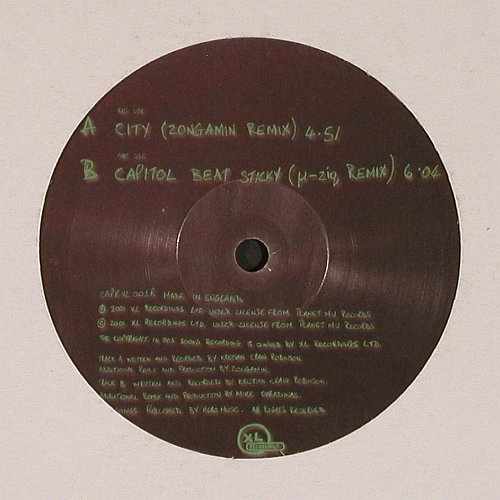 Capitol K: City/Capitol Beat Sticky µ-zig rmx, XL Rec. (CAPK XL001R), UK, 2001 Typ: 12" Best.-Nr.: V5083 Preis: 9,00 Euro