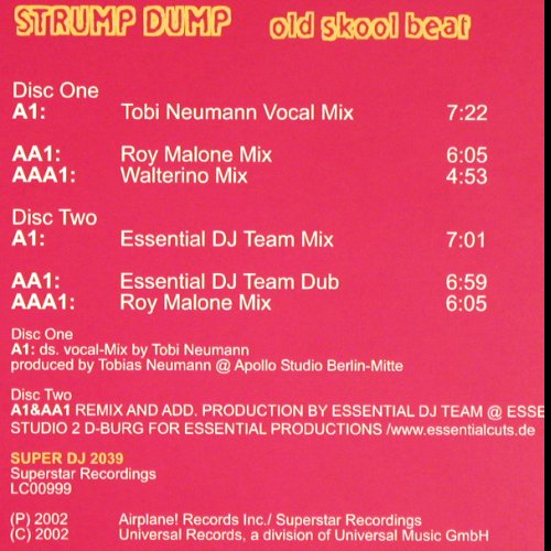 Strump Dump: Old Skool Beat*6, Promo (33/45 rpm), Universal (SUPER DJ 2039), D, 2002 Typ: 12"*2 Best.-Nr.: V5103 Preis: 9,00 Euro