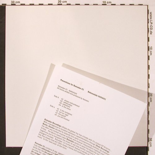 Kareem: Battlefield, 8Tr. (33rpm), Facts, Ramadan Rec. (ramadan 01), D, 2003 Typ: 12" Best.-Nr.: V6335 Preis: 6,00 Euro