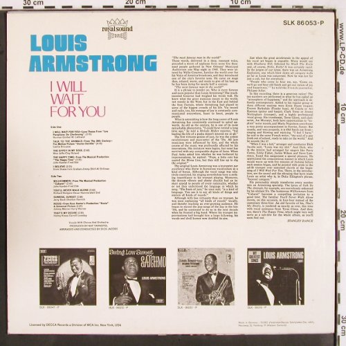 Armstrong,Louis: I Will Wait For You, Decca American Series (SLK 86 053-P), D, 1968 Typ: LP Best.-Nr.: V2714 Preis: 12,50 Euro