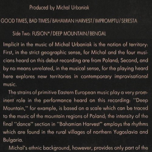 Urbaniak,Michael: Fusion, CBS (S 65744), UK, 1974 Typ: LP Best.-Nr.: V2782 Preis: 20,00 Euro