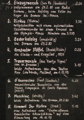 Sogennantes Linksradikales Blasorch: Mit Gelben Birnen, Trikont (US-0063), D, 1980 Typ: LP Best.-Nr.: V2870 Preis: 9,00 Euro