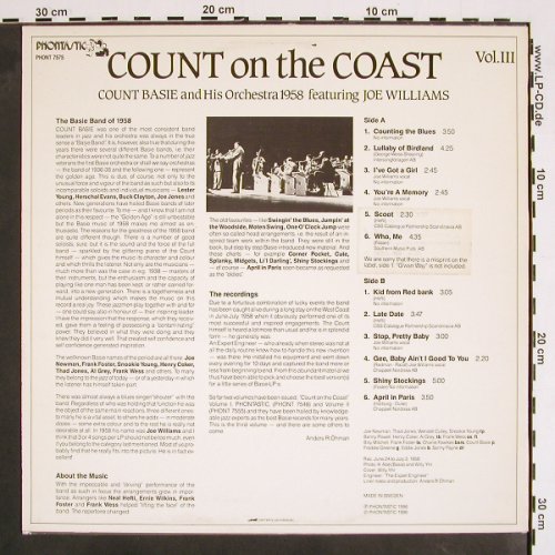 Basie,Count and his Orchestra: Count on the Coast Vol.3,J.Williams, Phontastic (PHONT 7575), S (1958), 1986 Typ: LP Best.-Nr.: V4233 Preis: 9,00 Euro