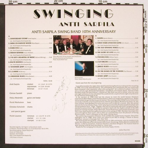 Sarpila,Antti Swing Band: Swinging, 10th Anniv., AS (ASLP-4), SF, 1992 Typ: LP Best.-Nr.: V4326 Preis: 9,00 Euro