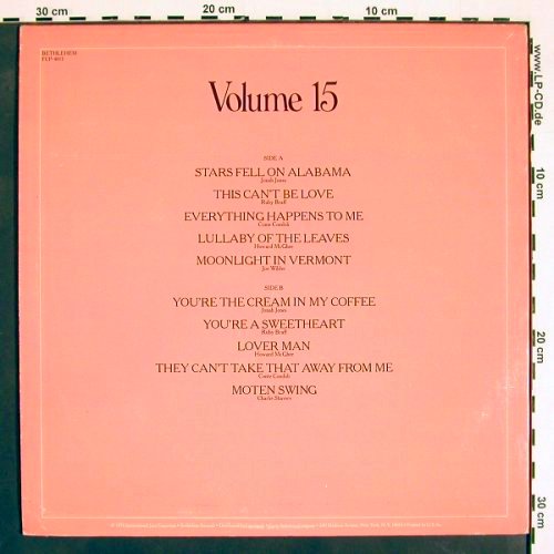 V.A.Bethlehem's Finest Vol.15: Jonah Jones... Charlie Shaver, Bethlehem (FCP-4015), US, m-/vg+, 1976 Typ: LP Best.-Nr.: V4336 Preis: 5,00 Euro