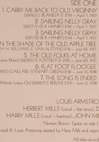 Armstrong,Louis: and the Mills Brothers (1937-1940), MCA Coral (6.21868 AG), D, 1973 Typ: LP Best.-Nr.: V4344 Preis: 7,50 Euro