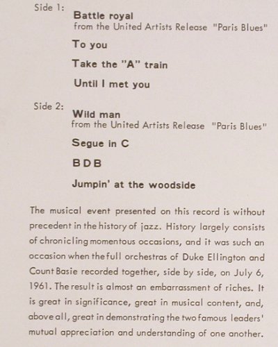 Ellington,Duke / Count Basie: Battle Royal, Duke meets the Count, Philips nonoaural (B 47016 L), S, 1962 Typ: LP Best.-Nr.: V4393 Preis: 24,00 Euro