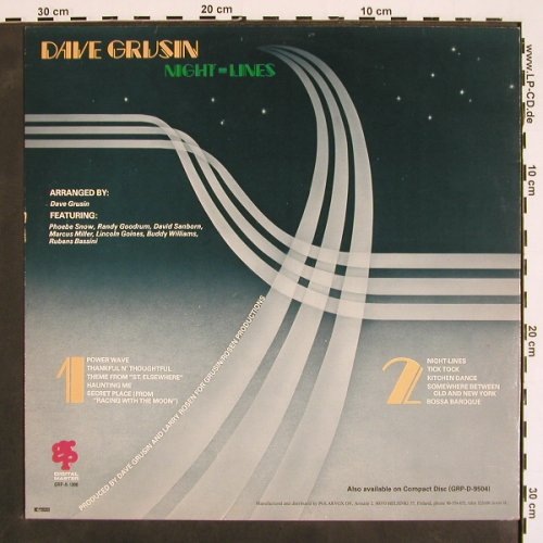 Grusin,Dave: Night-Lines, GRP (GRP-A-1006), SF, 1984 Typ: LP Best.-Nr.: V4398 Preis: 7,50 Euro