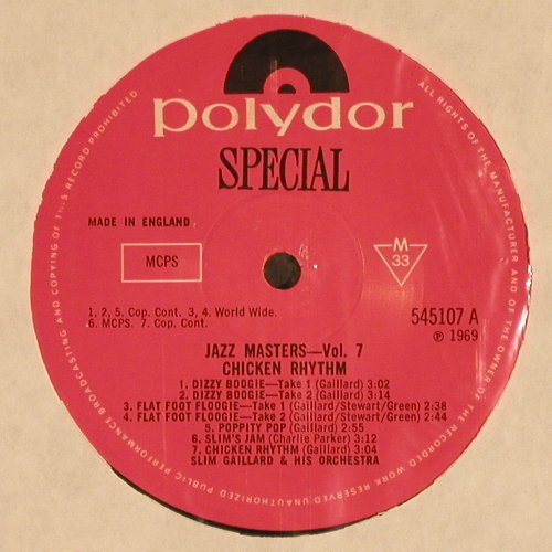 Gaillard,Slim & Friends: Chicken Rhythm,Jazz Master Vol.7, Polydor Special (545 107), UK, Mono, 1969 Typ: LP Best.-Nr.: V4402 Preis: 12,50 Euro
