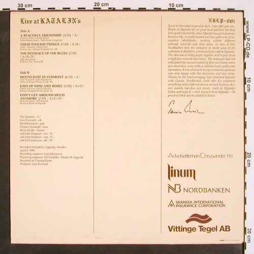 Erstrand,Lars - Quartet: Live at Katalin's, NB Nordbanken (NBLP-001), S, 1989 Typ: LP Best.-Nr.: V4403 Preis: 22,50 Euro