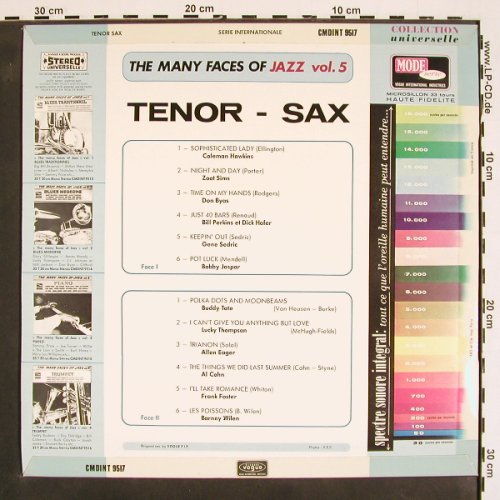 V.A.The Many Faces Of Jazz Vol.5: Tenor-Sax, 12 Tr., Mode Serie/Vogue (CMDINT 9517), F, 1968 Typ: LP Best.-Nr.: V4404 Preis: 9,00 Euro