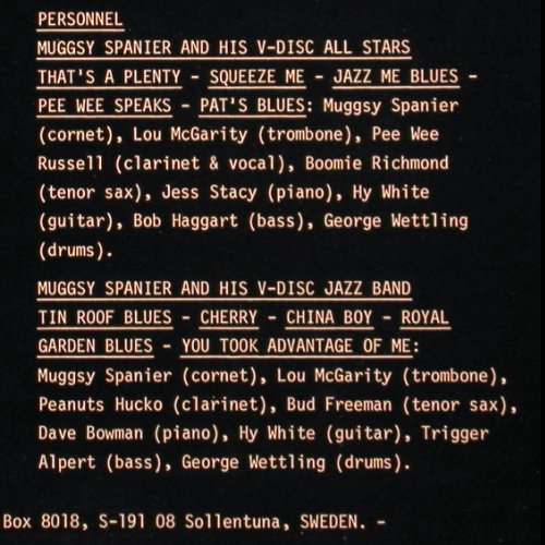 Spanier,Muggsy: on V-Disc 1944-45, Everybody's (e-1020), S Typ: LP Best.-Nr.: V4530 Preis: 7,50 Euro