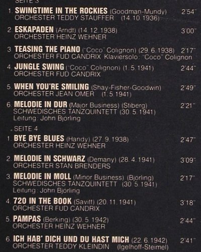 V.A.Swing in Europe / 1936-1942: Fud Candrix.. Orch.Teddy Kleindin, Telefunken (6.28312 DP), D, Mono, 1974 Typ: 2LP Best.-Nr.: V4707 Preis: 12,50 Euro