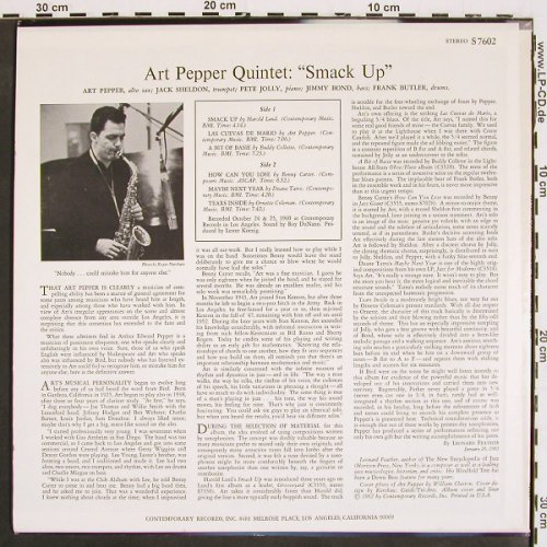 Pepper Quintet,Art: Smack Up (1962), Contemporary (S 7602), US, 1973 Typ: LP Best.-Nr.: V4756 Preis: 30,00 Euro