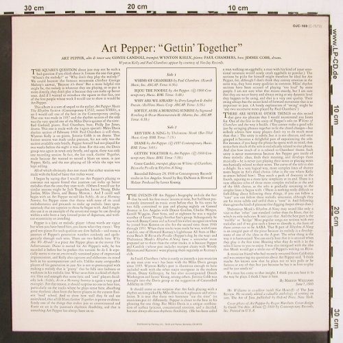 Pepper,Art: Gettin' Together ! (1960), Contemporary (OJC-169), US Typ: LP Best.-Nr.: V4784 Preis: 30,00 Euro
