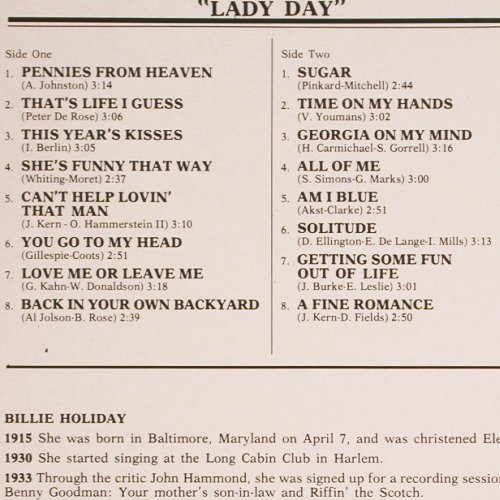 Holiday,Billie: The golden years of Lady Day, Giants Of Jazz (LPJT 10), I, 1936-41 Typ: LP Best.-Nr.: V4792 Preis: 7,50 Euro