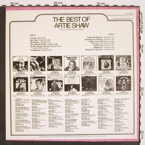 Shaw,Artie: The Best Of, RCA (ANL1-1089(e)), US, 1975 Typ: LP Best.-Nr.: V4801 Preis: 7,50 Euro