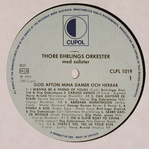 Ehrling,Thore - Orkester: med Solister, Cupol (CLPL 1019), S, 1973 Typ: LP Best.-Nr.: V4804 Preis: 12,50 Euro