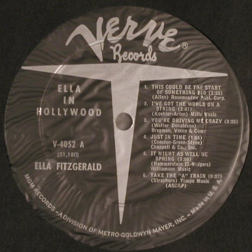 Fitzgerald,Ella: Ella In Hollywood, Live Crescendo, Verve(V-4052), US, woc, 1961 - LP - V4850 - 20,00 Euro