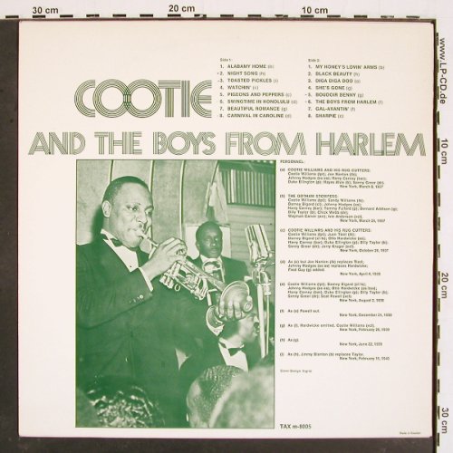 Williams,Cootie: Cootie and the Boys from Harlem, Tax (m-8005), S Typ: LP Best.-Nr.: V4875 Preis: 12,50 Euro