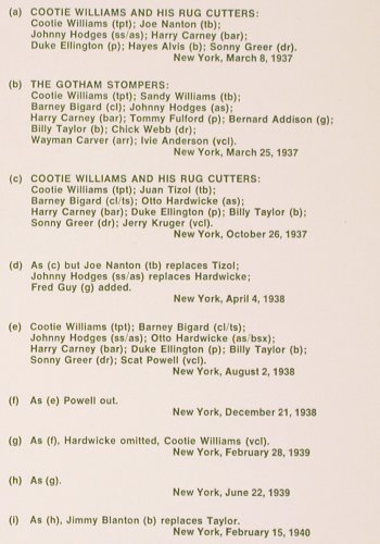 Williams,Cootie: Cootie and the Boys from Harlem, Tax (m-8005), S Typ: LP Best.-Nr.: V4875 Preis: 12,50 Euro