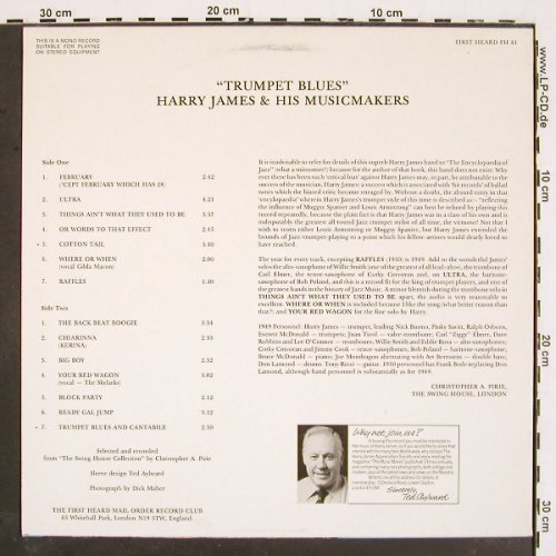 James,Harry & his Musicmakers: Trumpet Blue (1949), First Heard (FH 41), UK, 1981 Typ: LP Best.-Nr.: V4878 Preis: 9,00 Euro