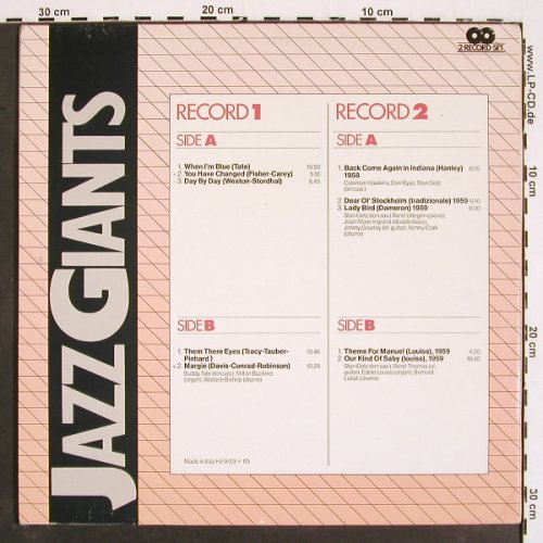 V.A.Jazz Giants: Milton Buckner, B.Tate..S.Getz, Foc, I Grandi del Jazz (HJ 9 (13+10)), I, m /vg+ Typ: 2LP Best.-Nr.: V4894 Preis: 7,50 Euro