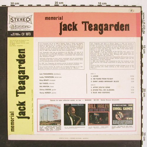 Teagarden,Jack: Memorial, Musidisc (30 CV 1073), F Typ: LP Best.-Nr.: V4941 Preis: 7,50 Euro