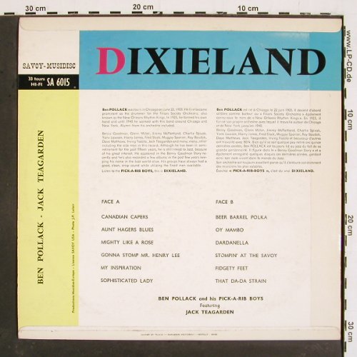 Pollack,Ben and his Pick-A-Rib Boys: Dixieland, feat. Jack Teagarden, Savoy(30 SA 6015), F,  - LP - V4968 - 9,00 Euro