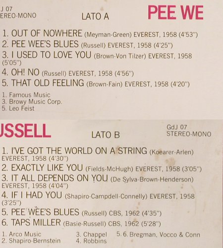 Russell,Pee Wee: I Grandi Del Jazz, Foc, (1958-1962), Fabbri Editori (GDJ 07 - 338509), I, m /vg+ Typ: LP Best.-Nr.: V5619 Preis: 6,00 Euro