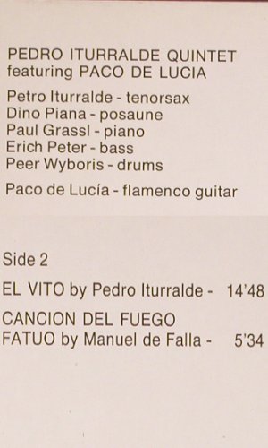 Iturralde Quintet,Pedro: Flamenco Jazz, Foc (1968), Crystal (066 CRY 45 798), D, Ri, 1980 Typ: LP Best.-Nr.: V6070 Preis: 20,00 Euro