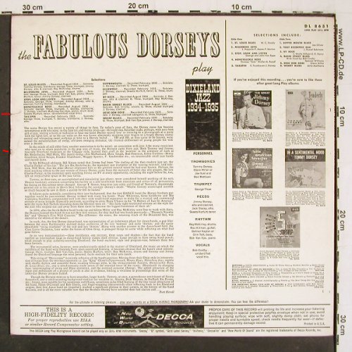 Dorsey Brother Orchester: Tha Fabulous ...at Dixieland Jazz, Decca, Promo(DL 8631), US, m-/vg+, 1957 - LP - V6180 - 15,00 Euro