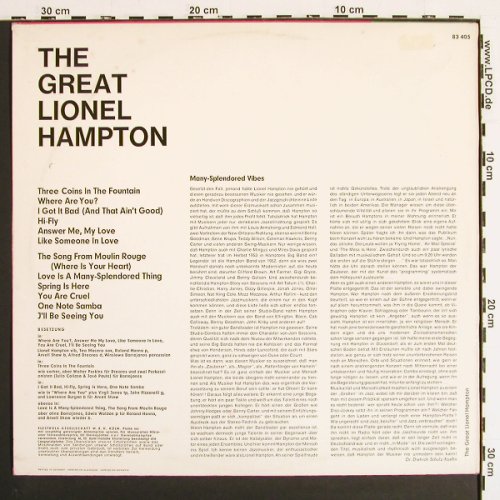 Hampton,Lionel: The Great, Musterplatte, Columbia(C 83 405), D, 1963 - LP - V7261 - 30,00 Euro