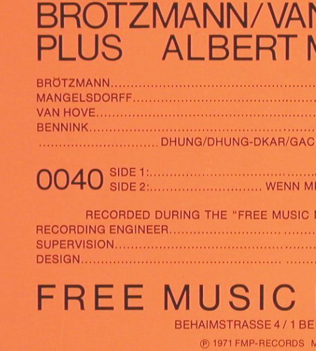 Br&ouml;tzmann / van Hove / Bennink: Couscouss de la Maures One, FMP-Records(FMP 0040), D, 1971 - LP - V7372 - 60,00 Euro